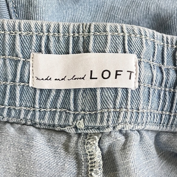 Ann Taylor LOFT Crop Denim Pants Womens XL Light Blue Wash Cotton Linen - Picture 7 of 8